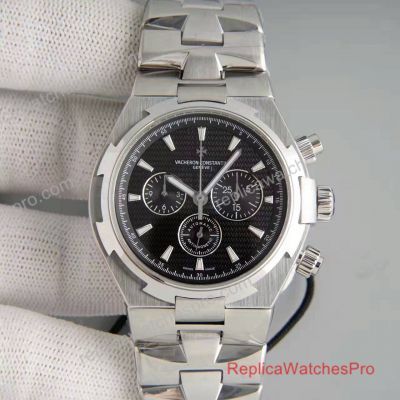 Swiss Replica Vacheron Constantin Overseas Chronograph Watch SS Black Dial